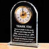 Movdyka crystal clock plaque displayed on a desk, ideal for appreciation gifts