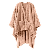 Mowkim wearable blanket with pockets in blush pink for hands-free warmth and convenience.