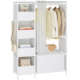 MOYIPIN portable closet with hanging rod and curtain keeps clothes organized and accessible.
