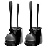 MR.SIGA toilet plunger and bowl brush combo in black with space-saving design for tidy bathrooms.
