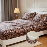 MR&HM satin fitted sheet with 15-inch deep pocket for secure, slip-free fit.