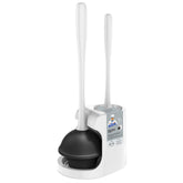 MR.SIGA toilet plunger and bowl brush combo with two-compartment holder for bathroom organization