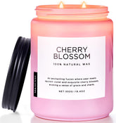 M&SENSE cherry blossom candle in jar, soft glow for relaxing evenings.