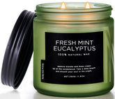 M&SENSE eucalyptus mint candle in glass jar creates a refreshing home ambiance.