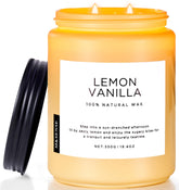 M&SENSE lemon vanilla candle in a reusable glass jar for lasting fragrance