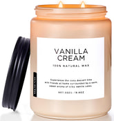 M&SENSE vanilla candle jar glows warmly for cozy living spaces.