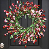MSMUH 24-inch spring wreath front door close-up with berries and wildflowers for curb appeal