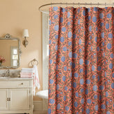 MUGINYU boho burnt orange floral curtain full view adds cozy rustic farmhouse charm.