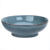 MUUBOOX ocean blue decorative bowl front view showcasing reactive glaze variations.