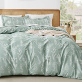 MUXHOMO floral green duvet cover in queen size, reversible design for seasonal styling.
