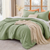 MUXHOMO Green Queen Comforter Set in compact packaging, ready to refresh your bed