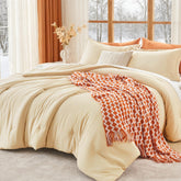 MUXHOMO Queen Comforter Set on a bed showing plush all-season warmth.