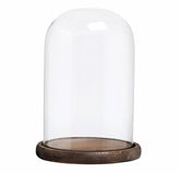 MyGift bell jar with rustic wood base showcasing treasured keepsakes