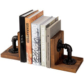 MyGift book ends with industrial pipe design provide sturdy shelf support.