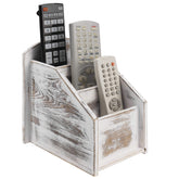 MyGift TV Remote Holder in whitewashed wood keeps your living room remotes neatly organized.