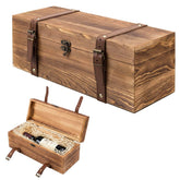 MyGift wooden wine box with a secure latch for safe transport.