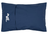 MyPillow multi-use travel pillow rolled into its built-in case for easy packing on the go.