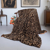 MYRU Velboa leopard blanket front view with plush texture for cozy warmth.