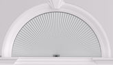 MYshade arch window shade half-circle blackout in white for enhanced privacy.