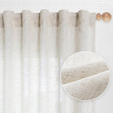 MYSKY HOME 90in linen curtains close-up of textured weave for a luxe living room feel