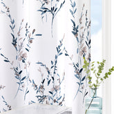 MYSKY HOME blue and white floral curtains with grommet-top for living room privacy and style