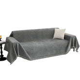 MYSKY HOME oversized couch cover on a 4-seat sofa protects furniture with soft chenille fabric.
