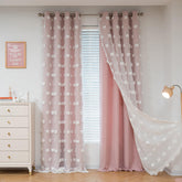 MYSKY HOME pink curtains for girls' room with soft light filtration