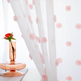 MYSKY HOME pink pom pom sheer curtains diffuse natural light in a modern room