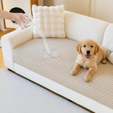 MYSKY HOME waterproof couch cover close-up shows soft striped fabric and waterproof layer.