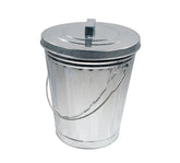 Mytee Products galvanized trash can with lid mounted on trailer for secure disposal