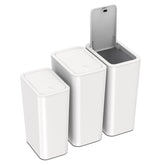 N. NETDOT 3-pack slim trash cans with lids for compact spaces.