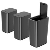 N. NETDOT 3-pack trash can with lid, front view showing space-saving design