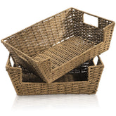 Nagpew open front basket with handles for easy shelf organization