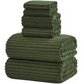 Nalivo 6-piece bath towel set in olive green with ultra-soft microfiber for quick-drying comfort