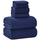 NALIVO 6-piece towel set with oversized 40x80 bath sheets in navy for spa-like comfort.