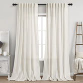 Nanspring 2 panel cream linen curtains in front view showing full length and color