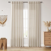 Nanspring Boho Linen Curtains with back tab offer elegant pleats for versatile hanging.