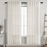 Nanspring Cream Linen Curtains 52x80 back-tab hanging option for elegant drape and light diffusion.