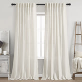 Nanspring cream linen curtains with two panels offer soft texture and versatile style.