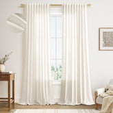 Nanspring linen curtains back-tab assembly for clean hanging.