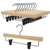 Nature Smile deluxe rubber wood hangers pack-10 for pants and skirts, sturdy natural wood.
