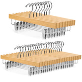 Nature Smile deluxe wooden hanger with pants clips keeps outfits secure and organized.