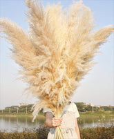 Naunauya 10-stem 46-inch pampas grass decor adds airy texture to living rooms.