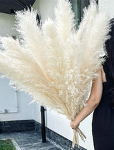 Naunauya beige pampas grass 46 inch tall for elegant floor vase decor.