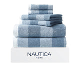 Nautica Oak Lake Blue bath towel in plush cotton, quick-dry design for daily use.