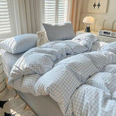 Nayoroom gingham duvet cover full blue white enhances softness and easy care.