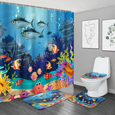 NBVKO cartoon ocean shower curtain with playful marine design enhances bathroom style
