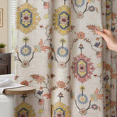NDDYCU boho floral pattern curtain adds warm, inviting light to your bathroom