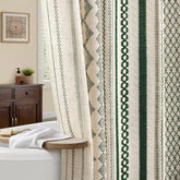NDDYCU dark green boho shower curtain with linen texture for privacy and warmth.