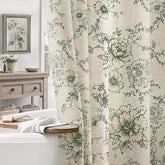 NDDYCU Farmhouse Floral Linen Shower Curtain bloom print close-up for calming privacy.